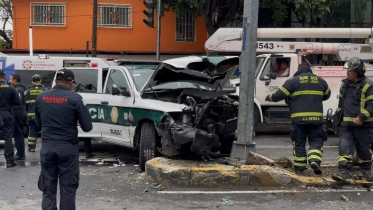 Choque de patrulla con particular deja tres heridos en Iztapalapa