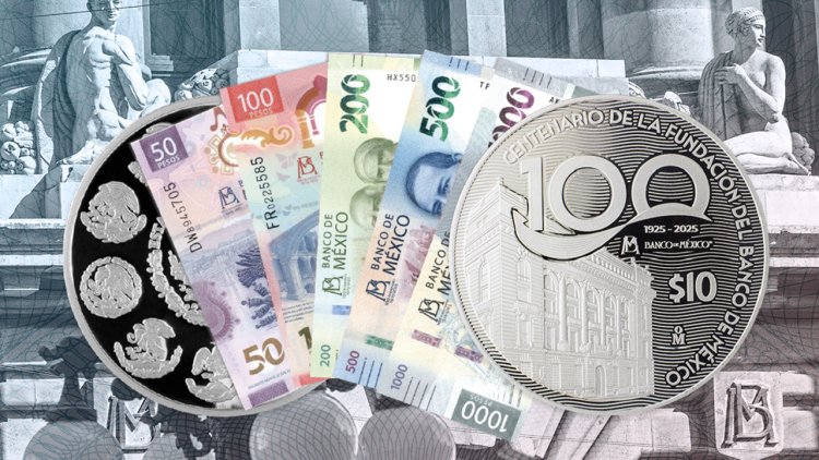 Lanzan moneda y billetes conmemorativos por 100 años de Banxico