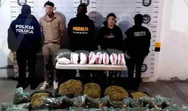 Detienen a pareja con más de 200 kilos de marihuana en Toluca