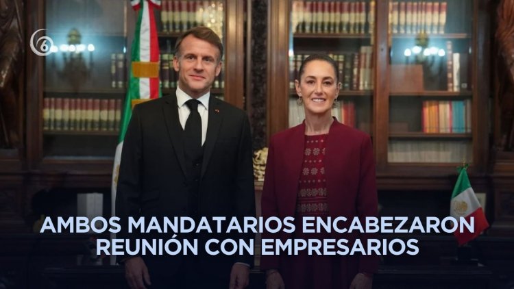 Claudia Sheinbaum recibe a su par francés Macron en visita oficial