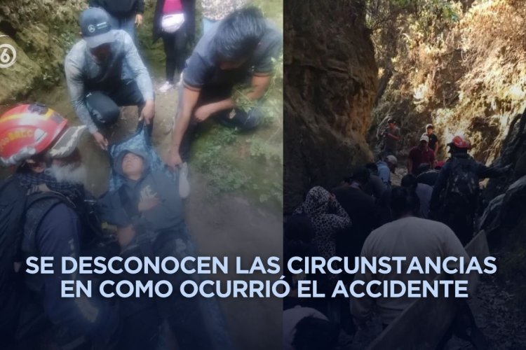 Rescatan a joven que cayó en barranca de Chalco