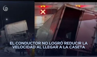 Camión de carga choca contra caseta a la altura de Chalco en la México-Puebla