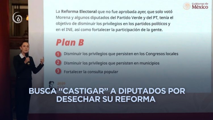 Sheinbaum anuncia Plan B de reforma electoral tras rechazo en la Cámara de Diputados