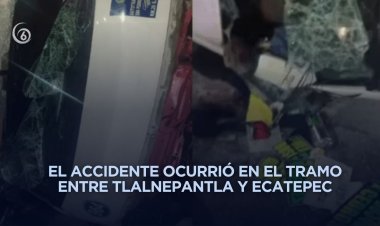 Volcadura de transporte público en la México–Pachuca deja seis lesionados